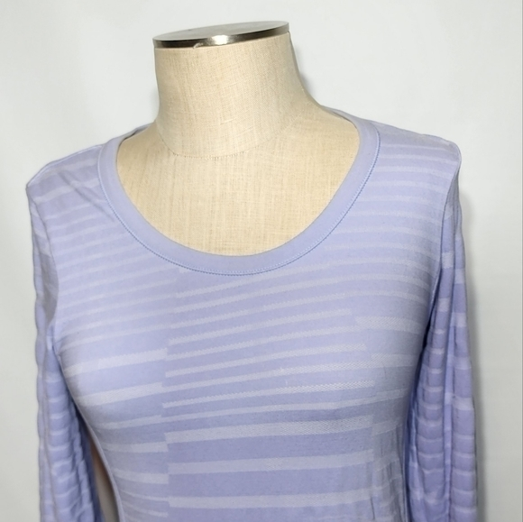 Athleta Women's Purple Stripe Long Sleeve Top Size‎ Medium - Picture 1 of 12